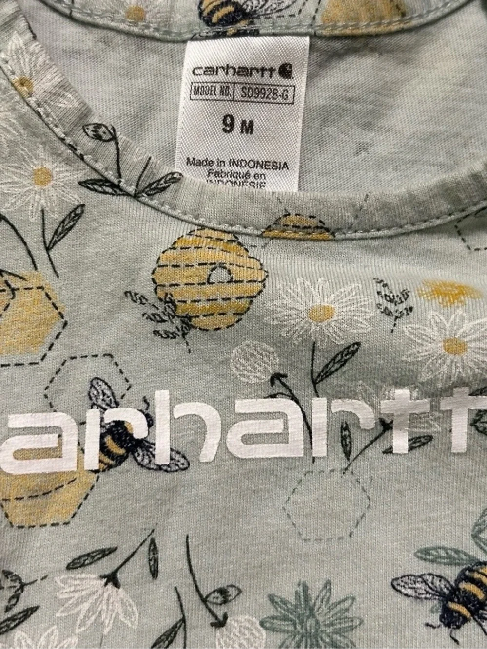 Carhartt Mint Green Bee & Floral Print One-Piece Bodysuit